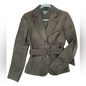MEXX Dark Brown Linen Blazer Jacket with Belt in Size US 2